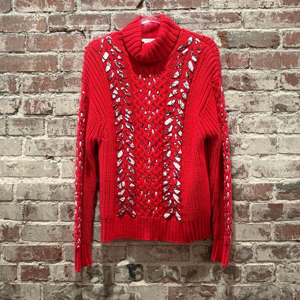 Jason Wu Interlocked Turtleneck Sweater Red‎ Size Large - Picture 8 of 9
